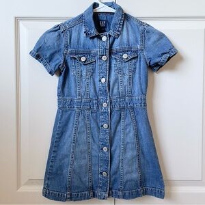 GAP girls blue denim jean button down dress size small